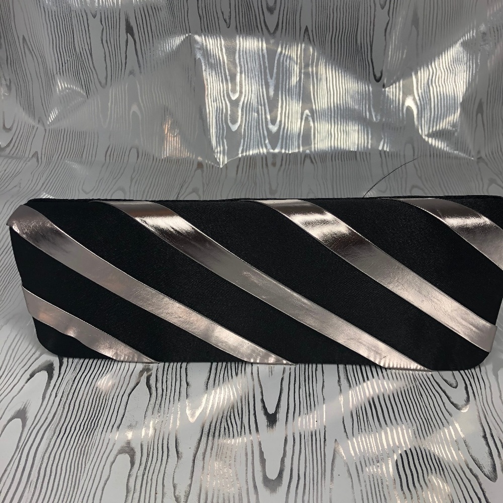 Black and Pewter Stripe party Clutch